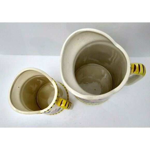 Vtg Hand Painted Pancake Pitcher Set Batter Pitcher & Syrup Pitcher - Picture 4 of 7